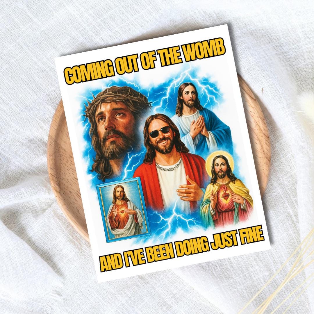 Coming Out Of The Womb Jesus Mothers Day Card, new mother card Mothers Day, Mum Mothers Day Cards For Her, Rude Funny Mothers Day Card