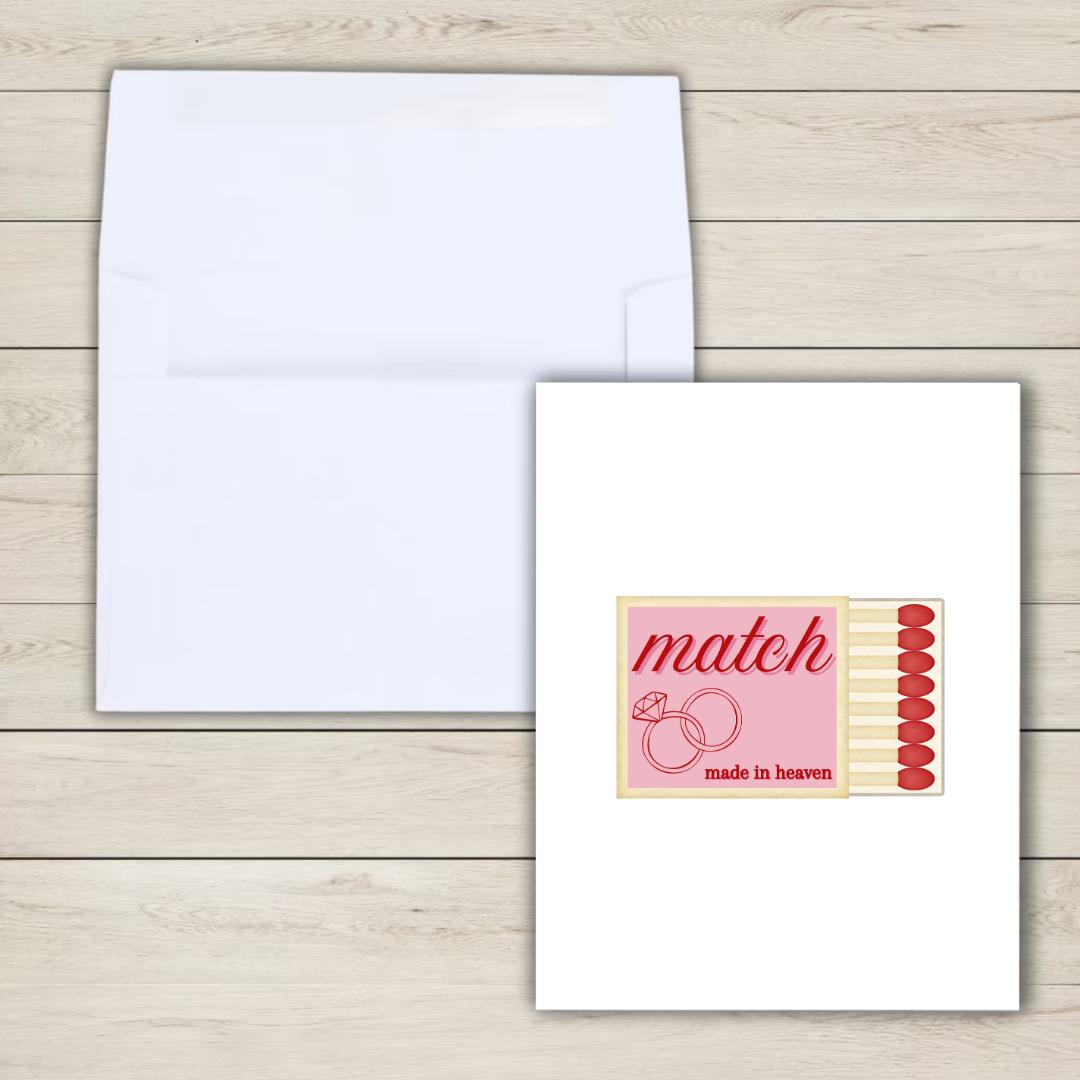 Match Made In Heaven Congrats Engagement Card For Newly Married or Engaged Couple, Wedding Card For Her, Engagement Card For Sister, Cousin