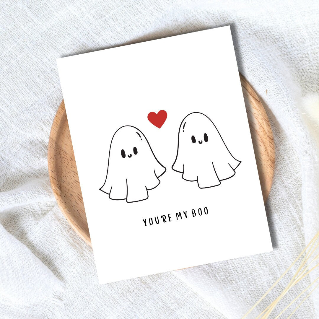 You're My Boo | Spooky Love Halloween Card Birthday Card For Husband Wife Boyfriend Girlfriend Couples Partner Funny Birthday Card