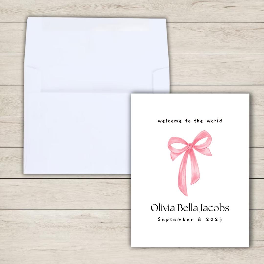 Personalized New Baby Card, Welcome To The World, Pregnant, Congratulations, Baby Shower Gift Daughter Niece Granddaughter Goddaughter Child