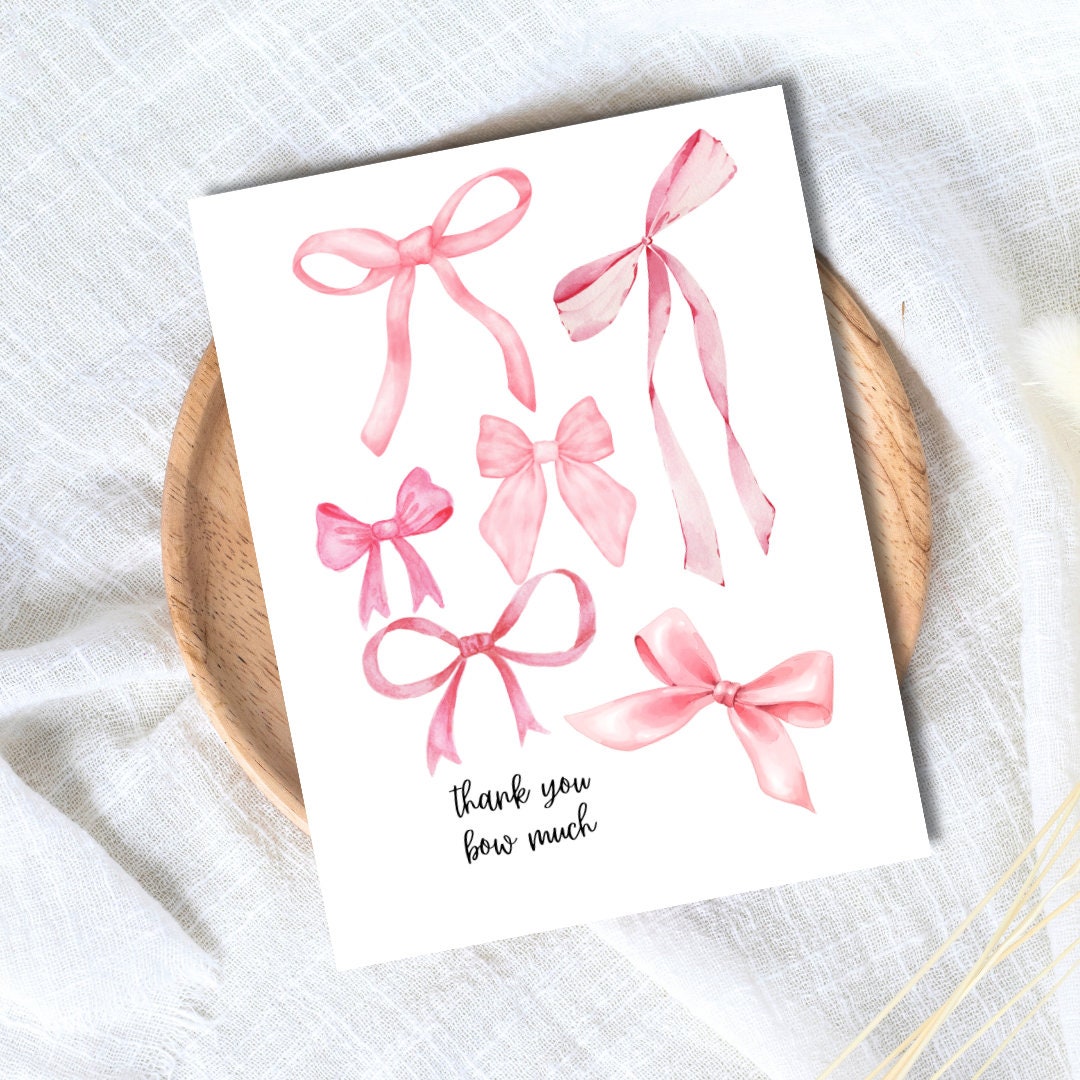 I Love You Bow Much Card | Pink Bow Coquette Card | Funny Birthday Card | Birthday Gift for Wife Husband | Valentines Card For Her Him