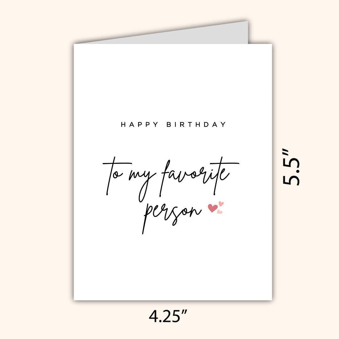 My Favorite Person Birthday Card | Husband Birthday Card | Valentines Card | Girlfriend Birthday Card | Wife Birthday Card | Birthday Card