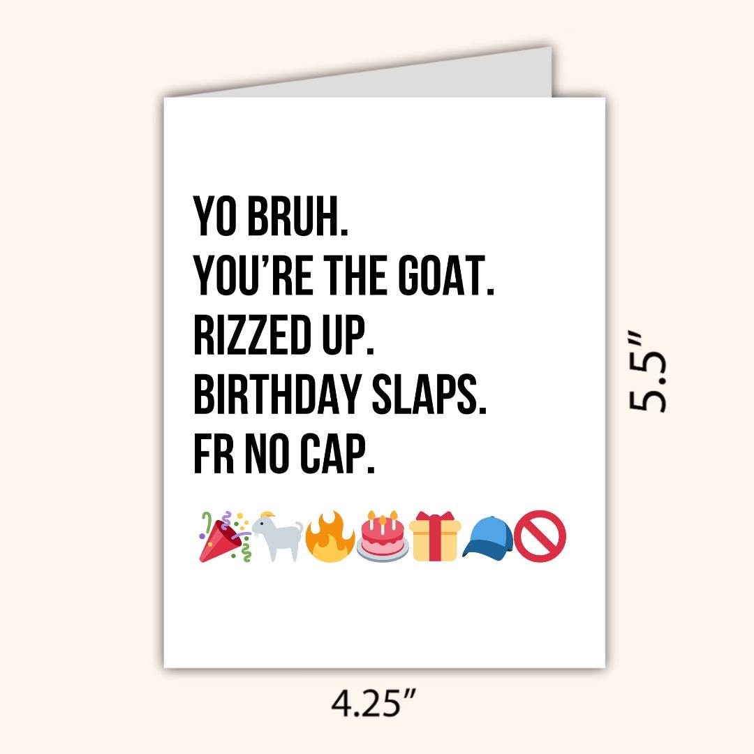 Funny Gen Z Slang Birthday Card, Funny Birthday Cards, Birthday Card For Husband Wife Boyfriend Girlfriend Him Birthday Card For Best Friend