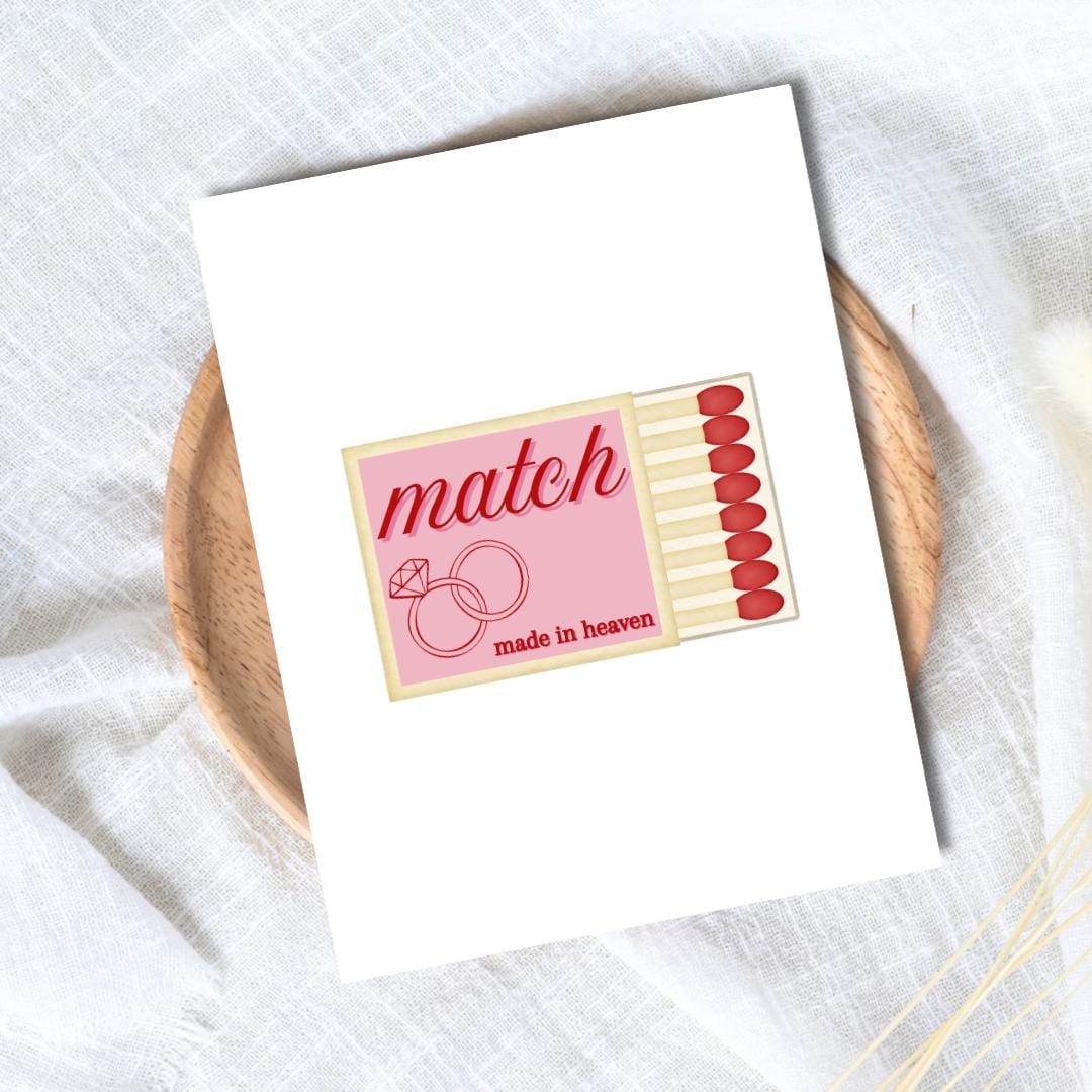 Match Made In Heaven Congrats Engagement Card For Newly Married or Engaged Couple, Wedding Card For Her, Engagement Card For Sister, Cousin