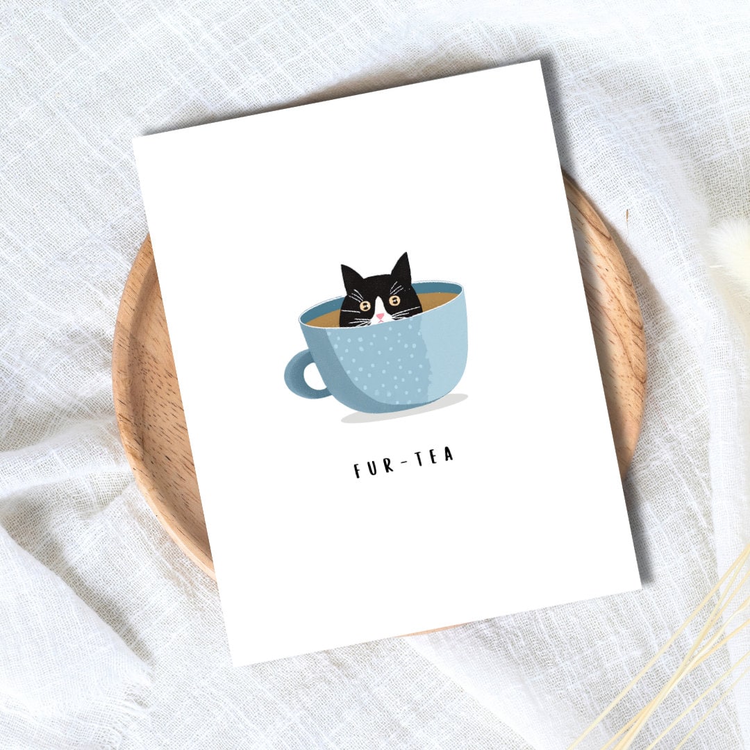 Funny 30th Birthday Card | fur-tea Cat Birthday Card | Thirty | Cat Lover | Funny Thirtieth Birthday Card | Funny Cat Pun | Humorous Card
