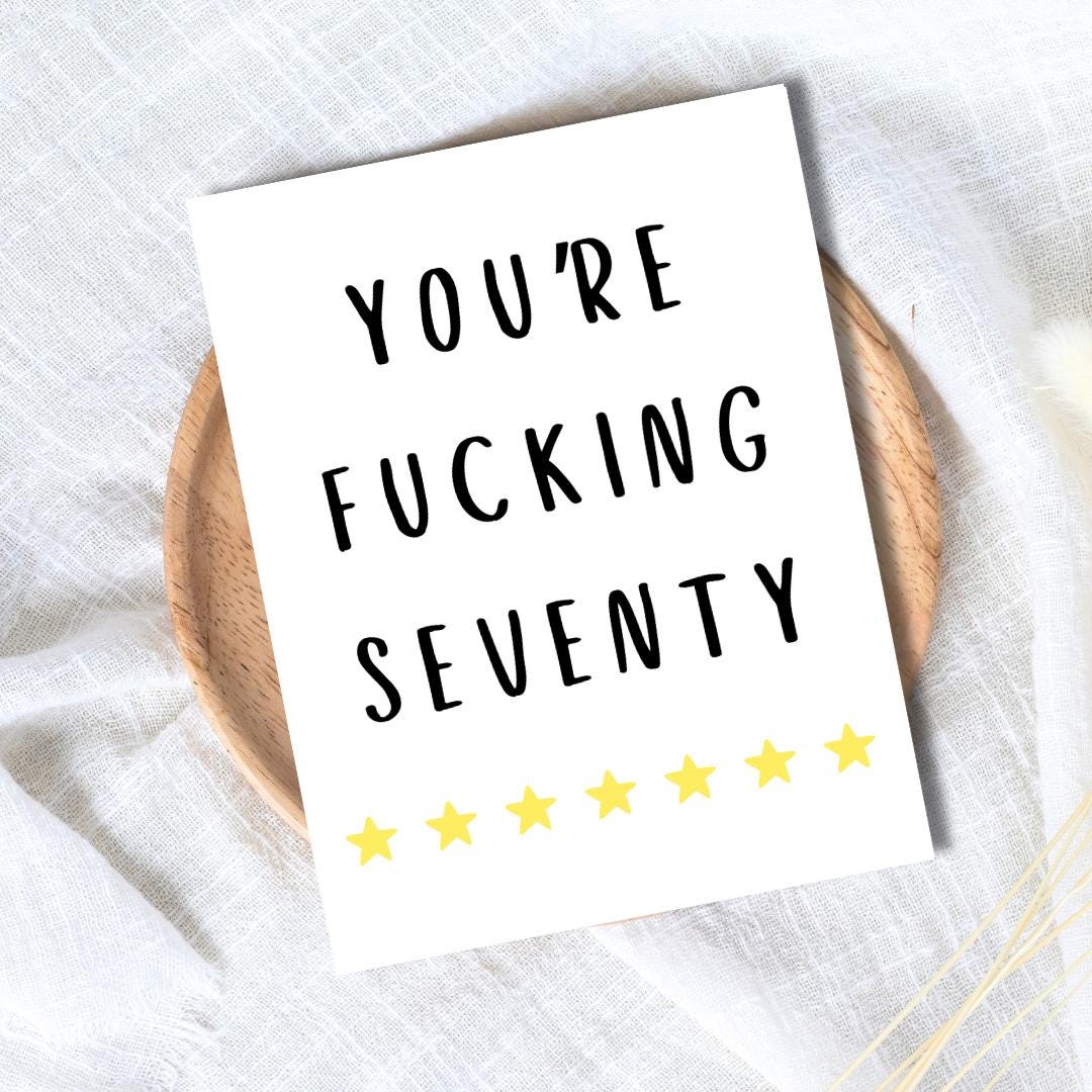 70th birthday card, Seventieth birthday card, milestone birthday card, 70th birthday gift, gift for men, half a hundred, rude birthday card