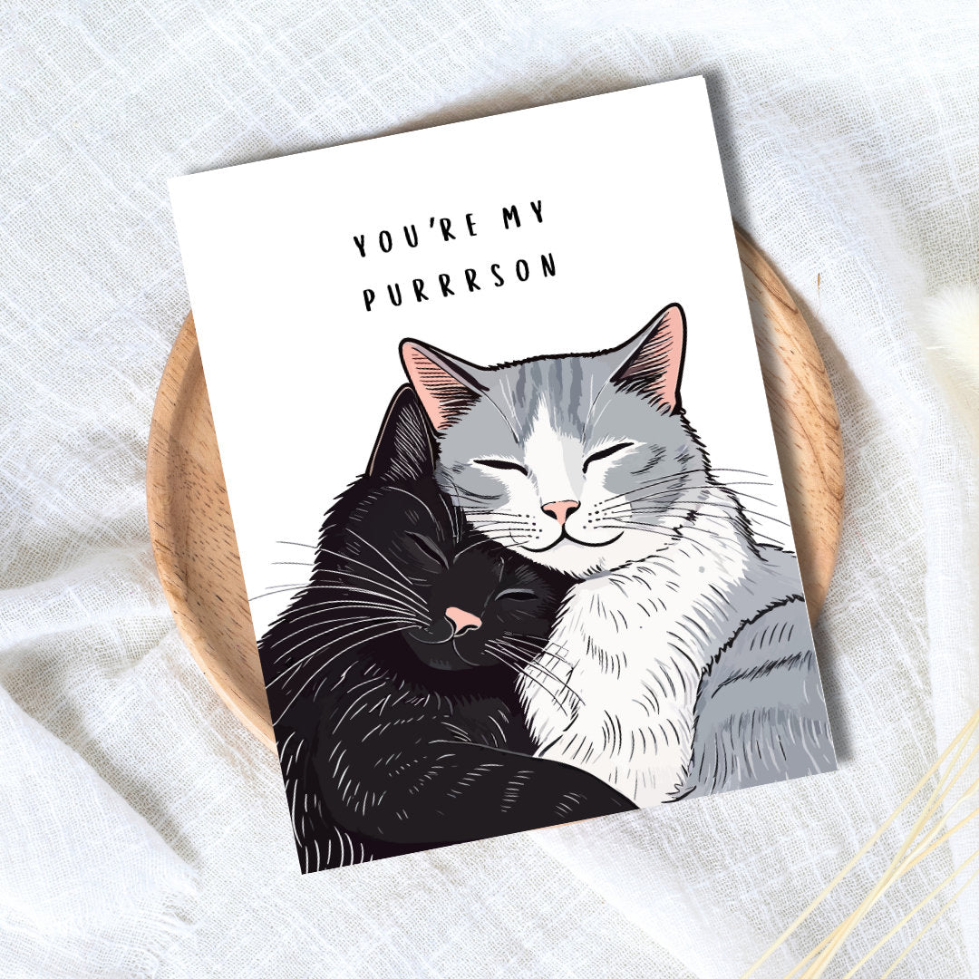 My Purrrson Cats Anniversary Card In Love Home Birthday Card Heartfelt Wedding/Dating Anniversary For Husband Wife Boyfriend Girlfriend Him