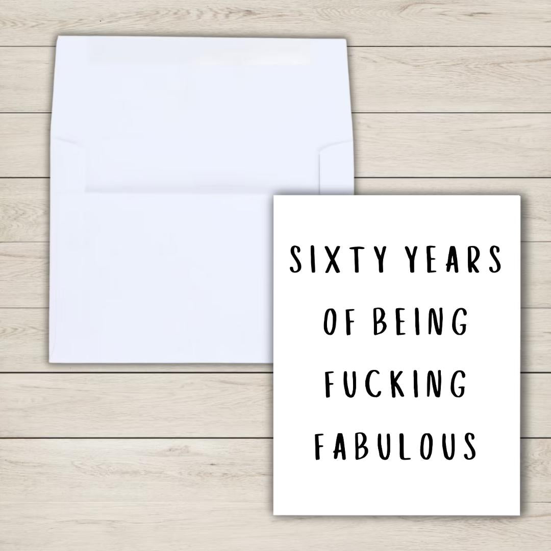 60th birthday card, Sixtieth birthday card, milestone birthday card, 60th birthday gift, gift for men, half a hundred, rude birthday card