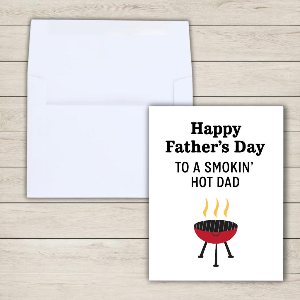 Smokin Hot Dad Father's Day Card For Griller | Funny Fathers Day Card For Dad Grandad Husband | Dad Birthday | Daddy Grandpa Grandfather