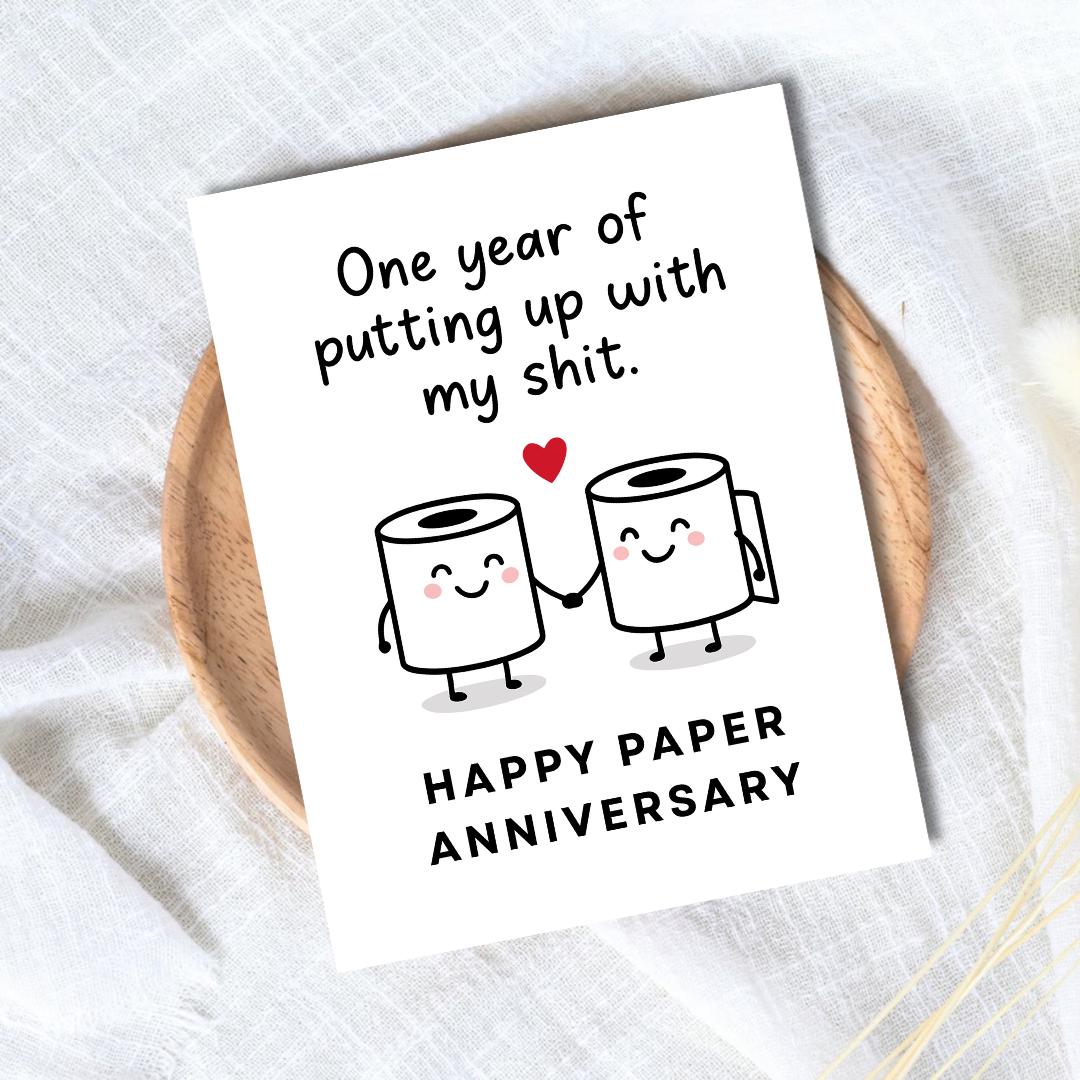 One Year Paper Wedding Anniversary Card | 1 Year Anniversary Card | 1st Wedding Anniversary gift for Wife | one year anniversary card him