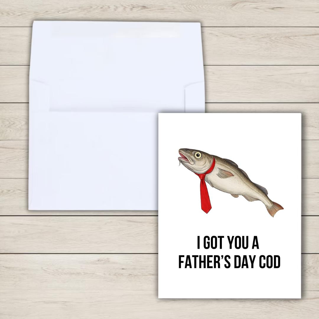 Father's Day Cod Fishing Father's Day Card | Funny Fathers Day Card For Dad Grandad Husband | Dad Birthday | Cute Daddy Grandpa Grandfather