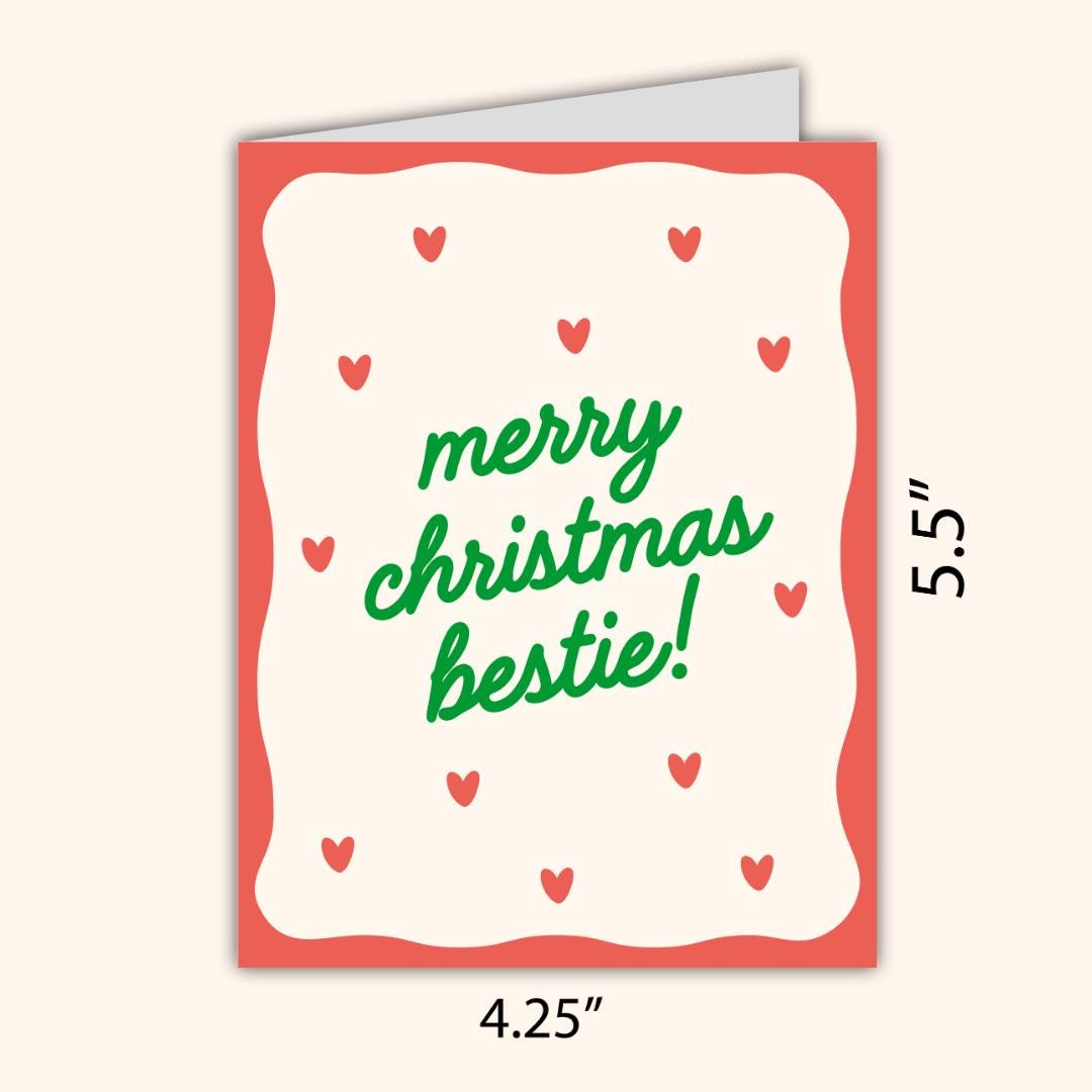 Merry Christmas Bestie, Bestie Christmas Card, Christmas Card For Best Friend, Friendship Card, Girl Bestie, gift box for friend Christmas