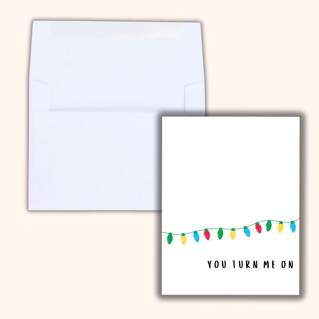 You Turn Me on Christmas Card - rude and funny Christmas card by Northern Wind Creative