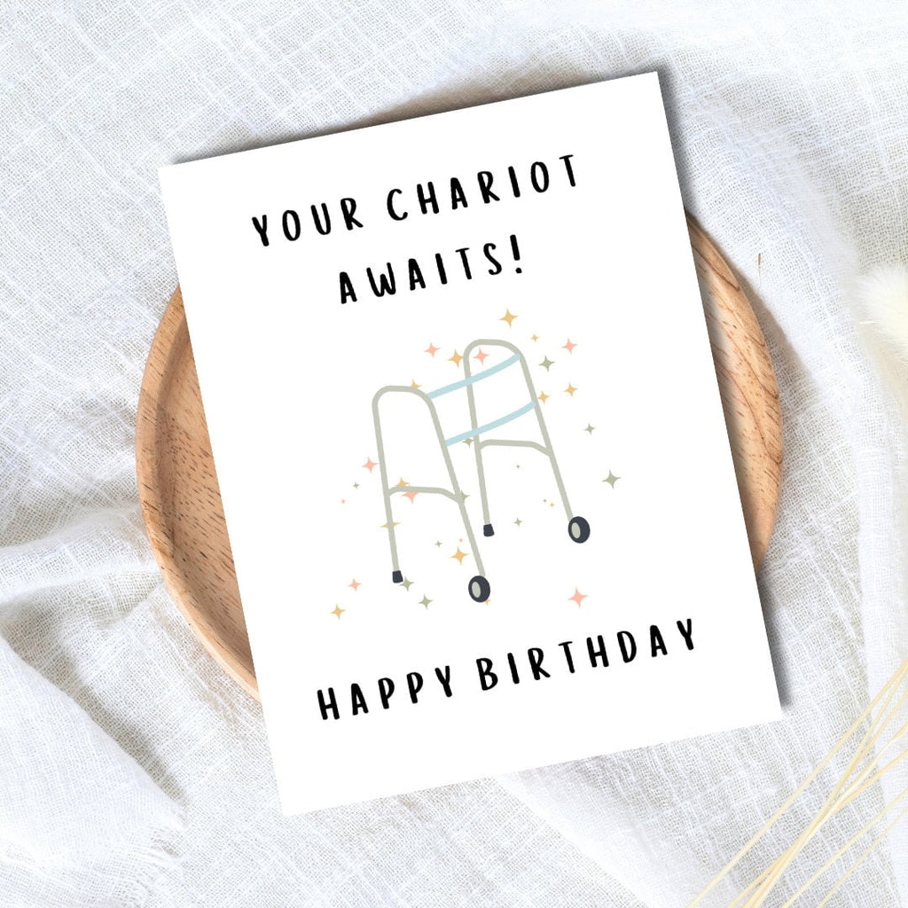 Your Chariot Awaits Birthday Card Funny 60th 70th 80th Dad Birthday Card | Funny Punny Birthday Card Husband Wife Boyfriend Grandfather