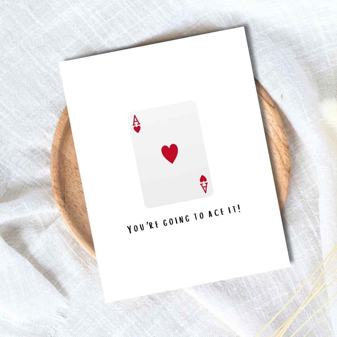 You're Going To Ace It Card New Job Good Luck Work Friend, Congratulations Card, Graduation, Well Done, New Job, Promotion Personalized Card