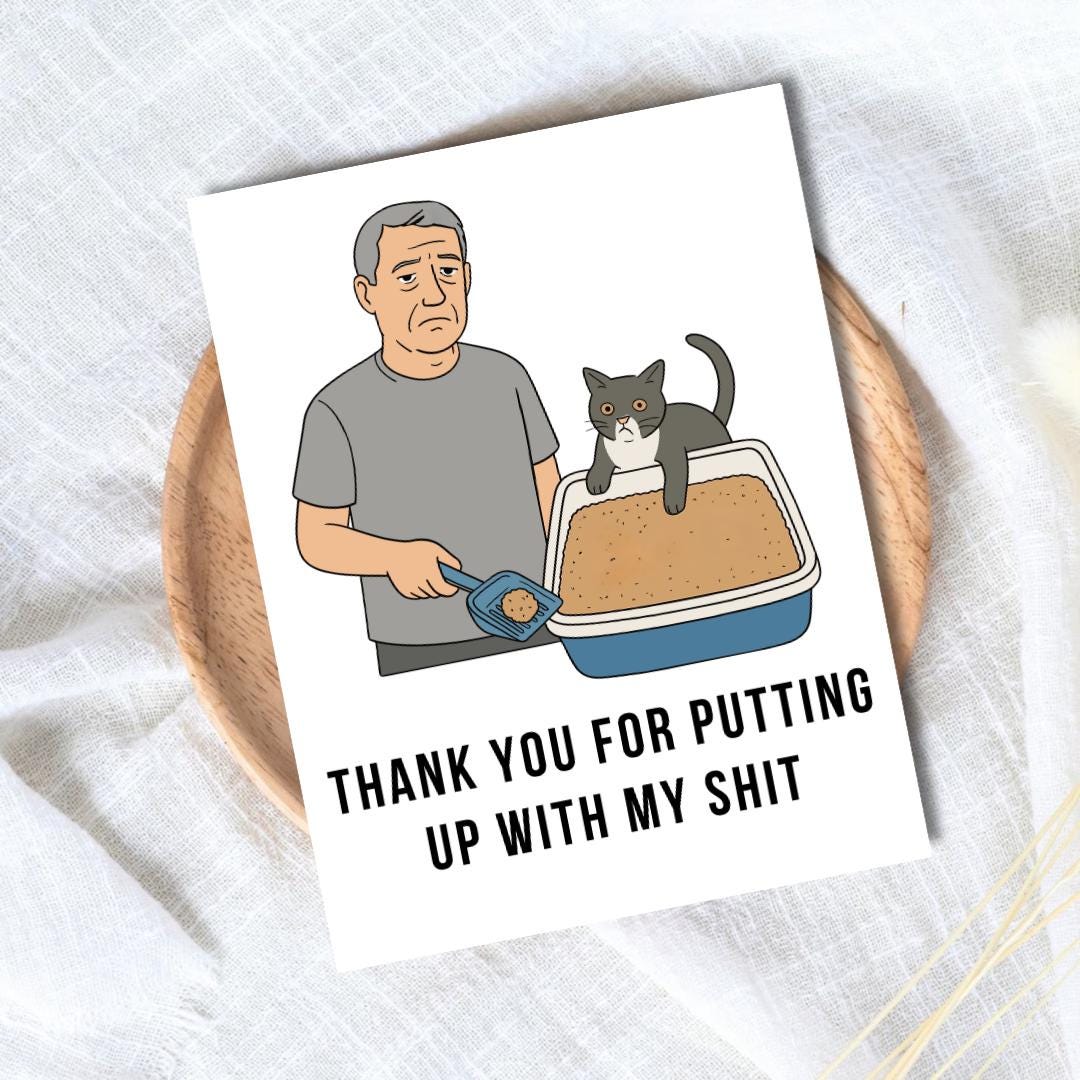 Put Up With My Sh*t Cat Dad Father's Day Card | Funny Fathers Day Card For Dad Grandad Husband | Dad Birthday | Cute Grandpa Grandfather