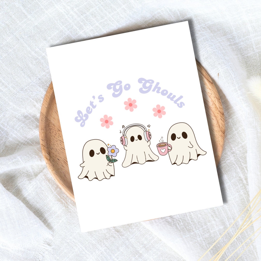 Let's Go Ghouls Spooky Love Halloween Card, Birthday Card For Best Friends Besties Funny Cheesy Halloween Greeting Card | Halloween Decor