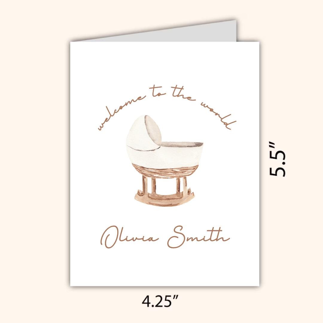 Personalized New Baby Card, Welcome To The World, Pregnant, Congratulations, Baby Shower Gift Daughter Niece Granddaughter Goddaughter Child
