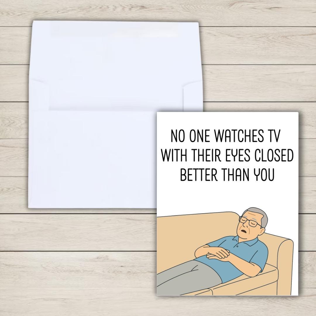 Watching TV With Their Eyes Closed Father's Day Card | Funny Fathers Day Card For Dad Grandad Husband | Dad Birthday | Cute Daddy Grandpa