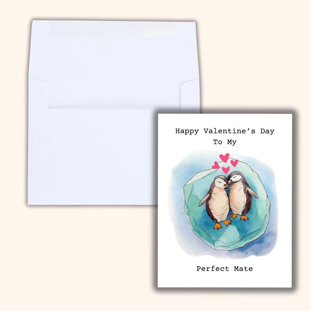 Happy Valentine's Day to My Perfect Mate Card - sweet and thoughtful Valentine’s Day card by Northern Wind Creative