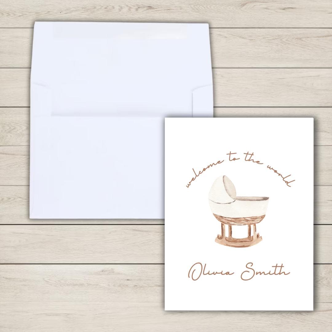 Personalized New Baby Card, Welcome To The World, Pregnant, Congratulations, Baby Shower Gift Daughter Niece Granddaughter Goddaughter Child