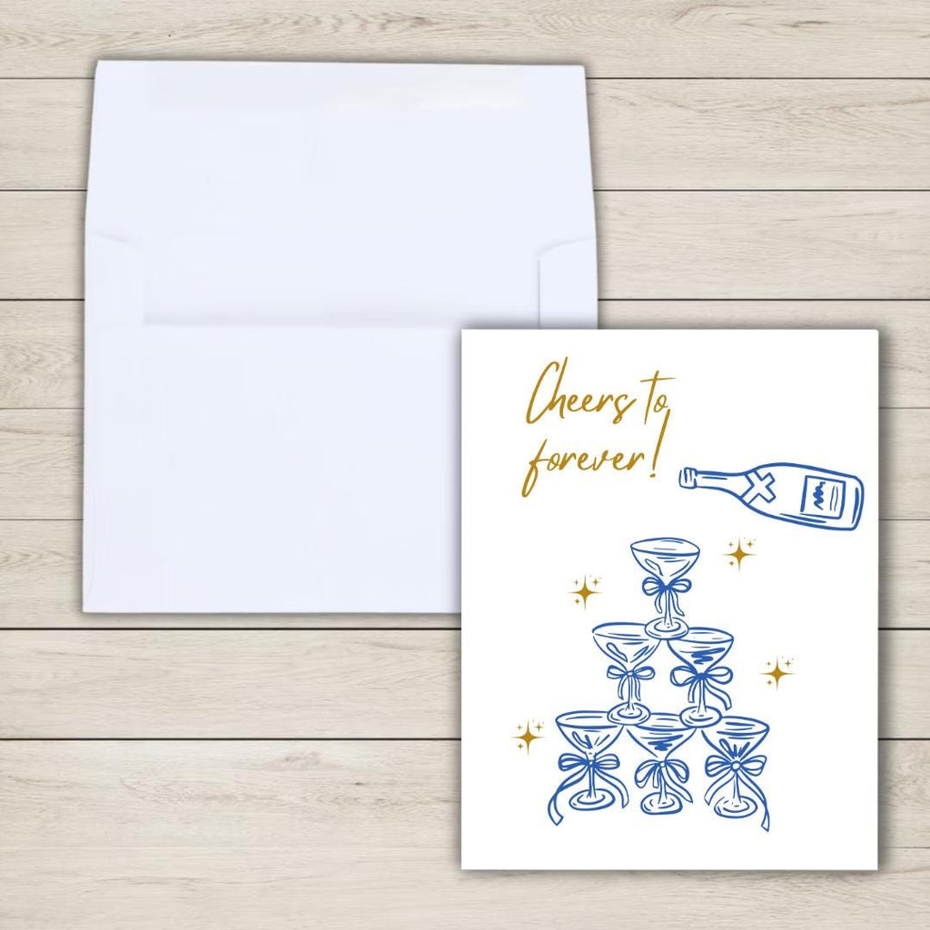 Cheers To Forever Congrats Engagement Card For Newly Married or Engaged Couple, Wedding Card For Her, Engagement Card For Sister, Cousin