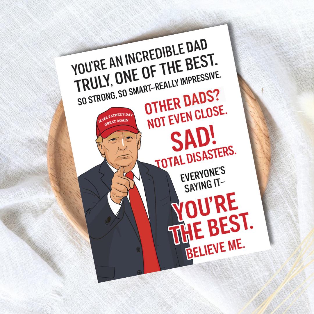 Funny Trump Dad Birthday Card for Dad | Funny Birthday Card For Dad Grandad Husband | Dad Birthday | Cute Daddy Grandpa Grandfather