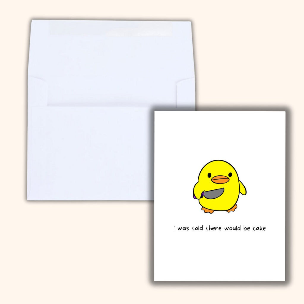I Was Told There Would Be Cake Birthday Card, Duck With A Knife, Funny Rude Birthday Card For Bestie Husband Wife Boyfriend Girlfriend Him