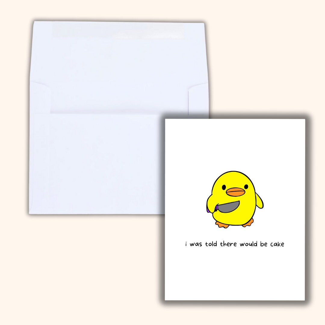 I Was Told There Would Be Cake Birthday Card, Duck With A Knife, Funny Rude Birthday Card For Bestie Husband Wife Boyfriend Girlfriend Him