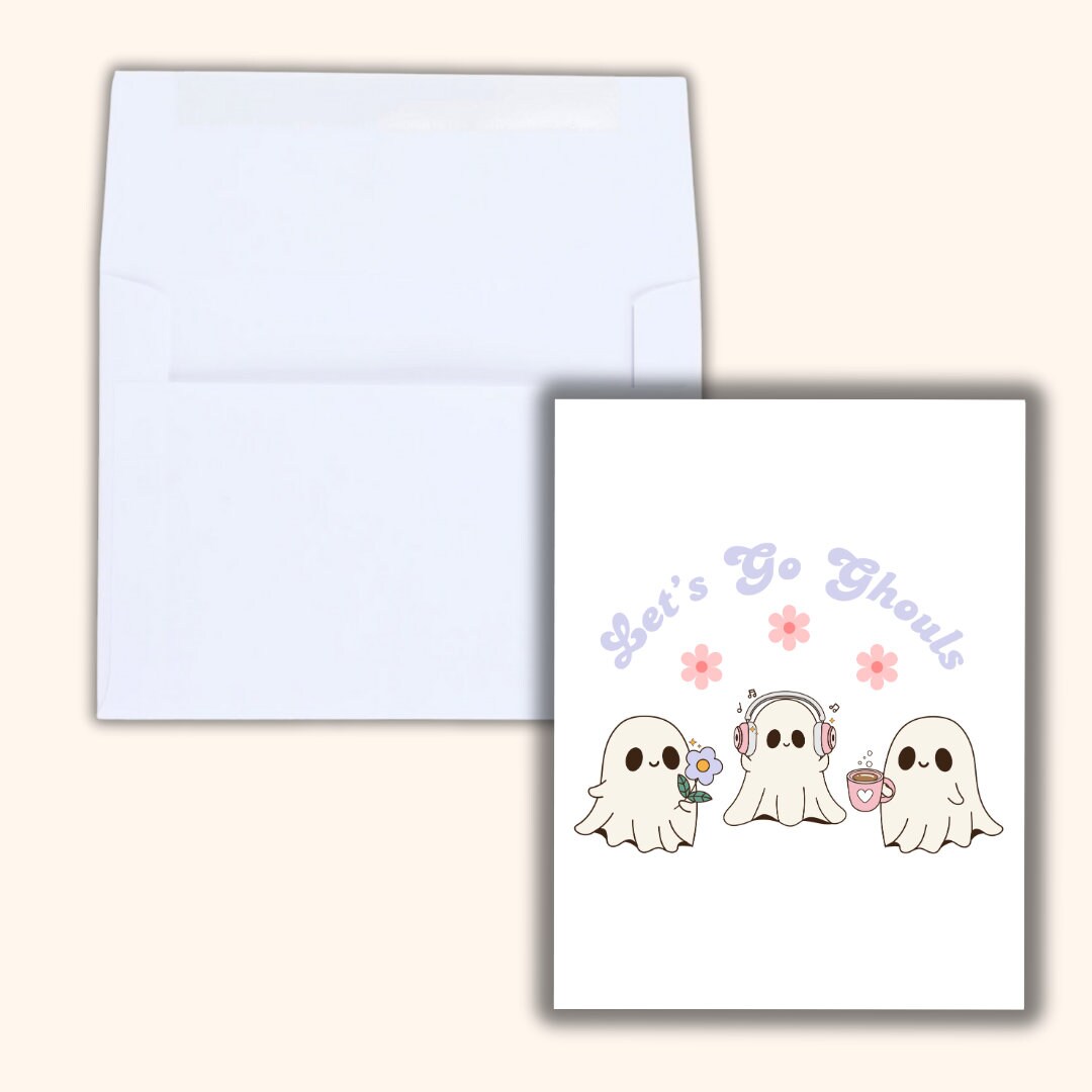 Let's Go Ghouls Spooky Love Halloween Card, Birthday Card For Best Friends Besties Funny Cheesy Halloween Greeting Card | Halloween Decor