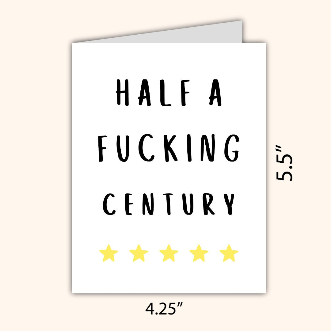 50th birthday card, Fiftieth birthday card, milestone birthday card, 50th birthday gift, gift for men, half a hundred, rude birthday card