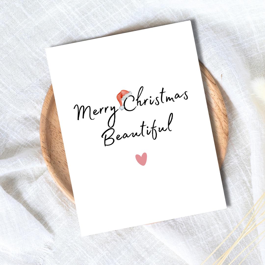 Merry Christmas Beautiful Love You Christmas Card, Girlfriend christmas card, Christmas card for Wife For Her, personalised Christmas Gift