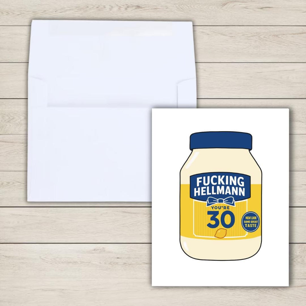 Funny 30th Birthday Card | Hellmann Birthday Card | Thirty | Mayonnaise | Funny Thirtieth Birthday Card | Funny Food Pun | Card For Brother