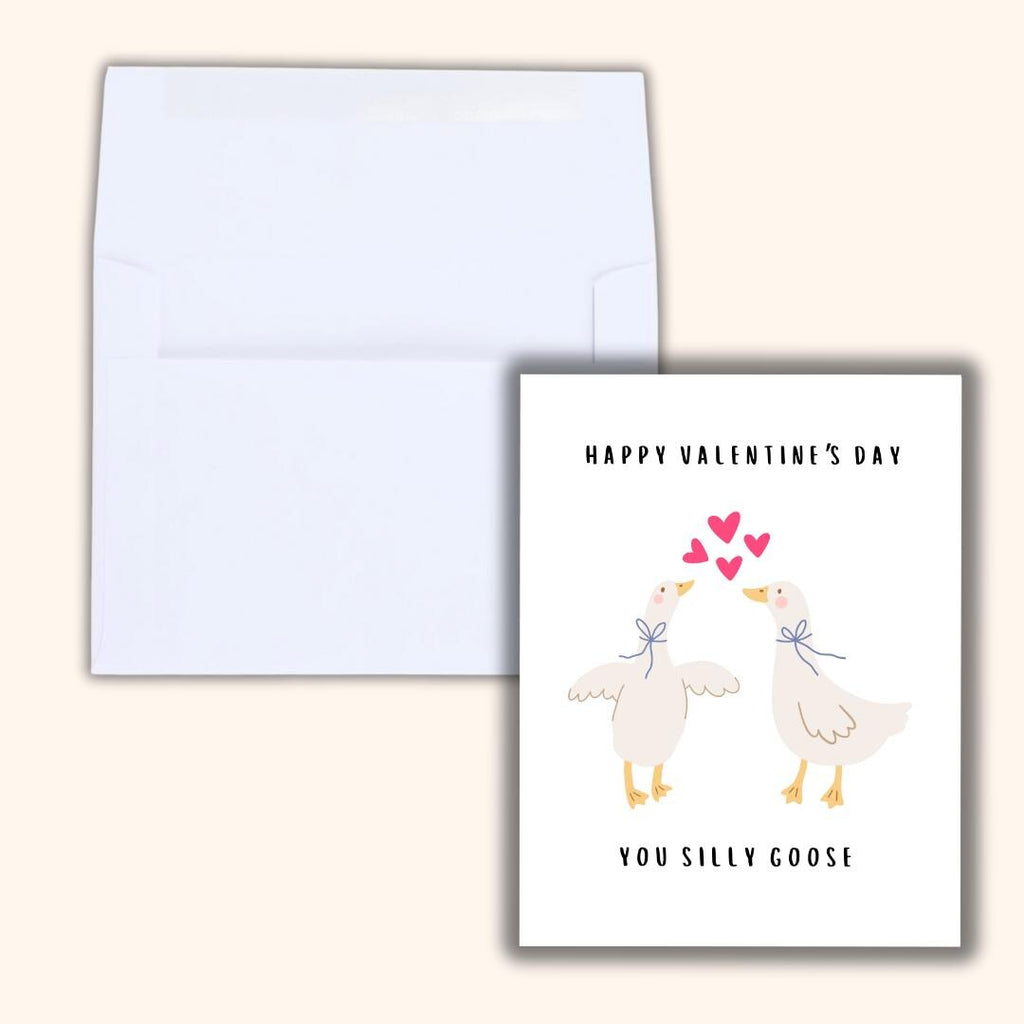 Happy Valentine's Day You Silly Goose Card | In Love Card | Valentine's Card for Her Him Wife Husband Boyfriend Fiance | Valentines Gift