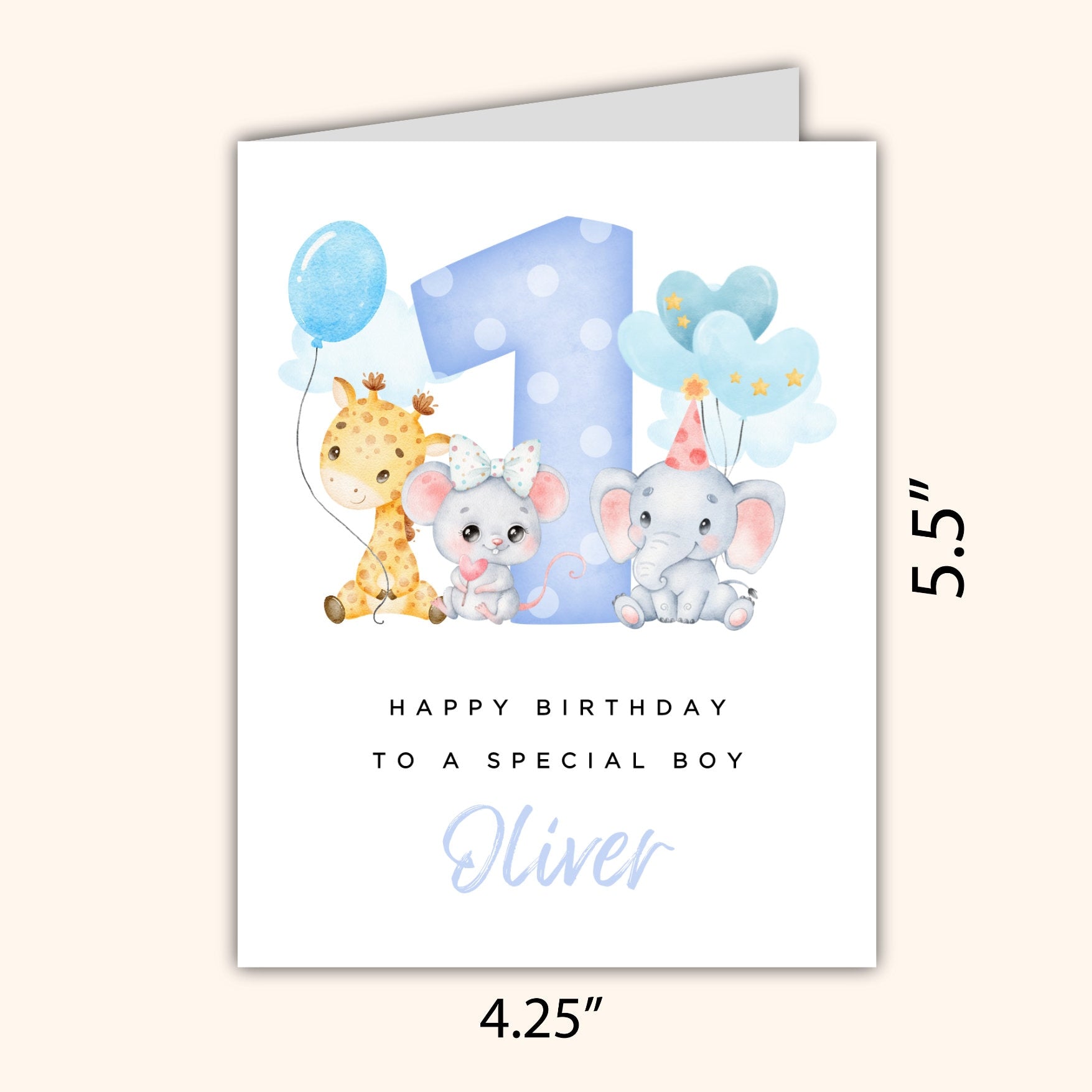 Personalised 1st 2nd 3rd Birthday Card for Girl Son Nephew Grandson Godson Child Kids Personalised with Name First Birthday
