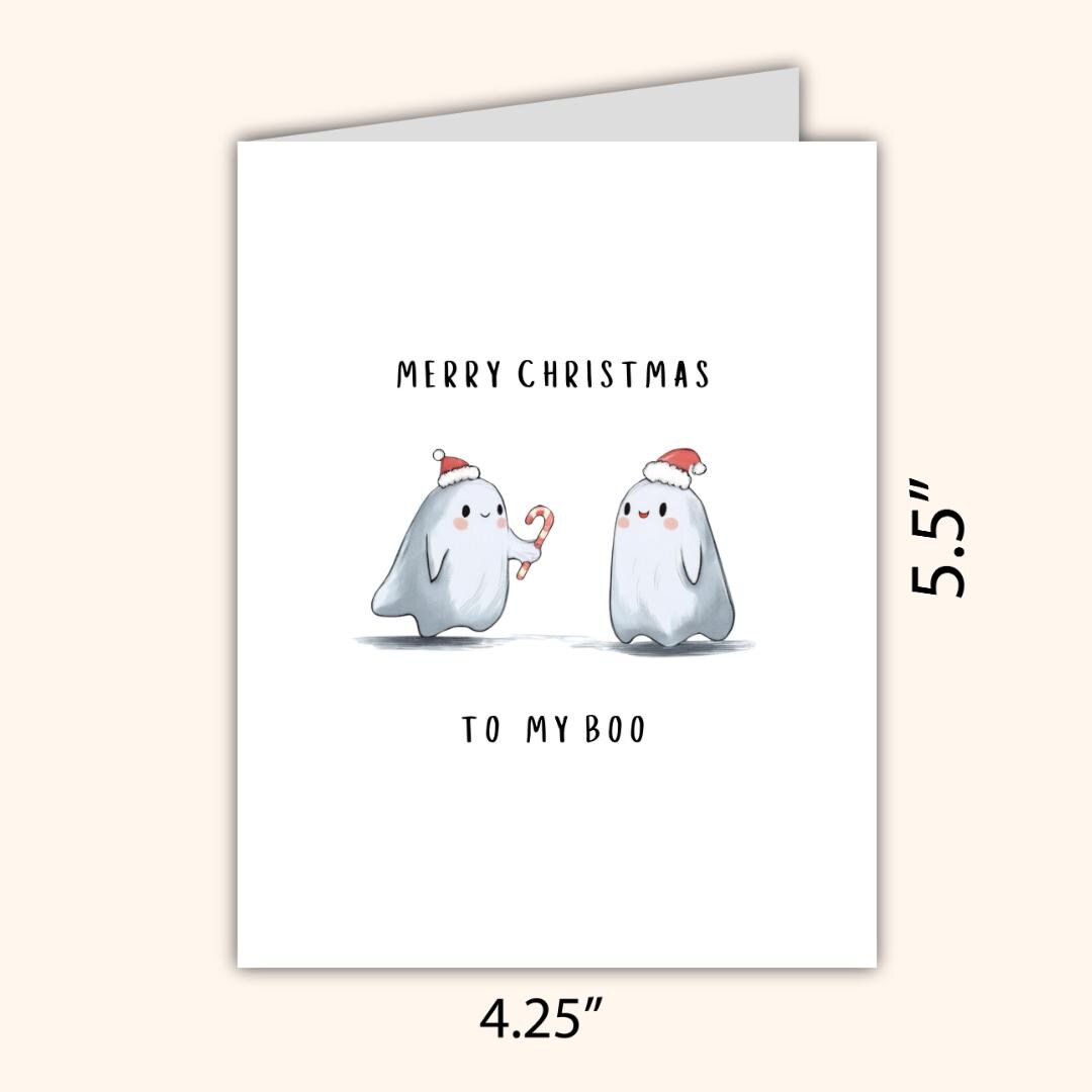 Merry Christmas To My Boo Loving Card, Boyfriend Christmas card, Girlfriend, Christmas card for Wife, Husband, Personalised Christmas Gift