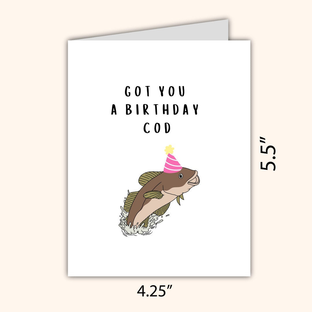 Funny Birthday Cod Birthday Card | Card For Him | Funny Rude Birthday Card | Birthday Gift for Dad or Boyfriend | Birthday Card | Funny Card