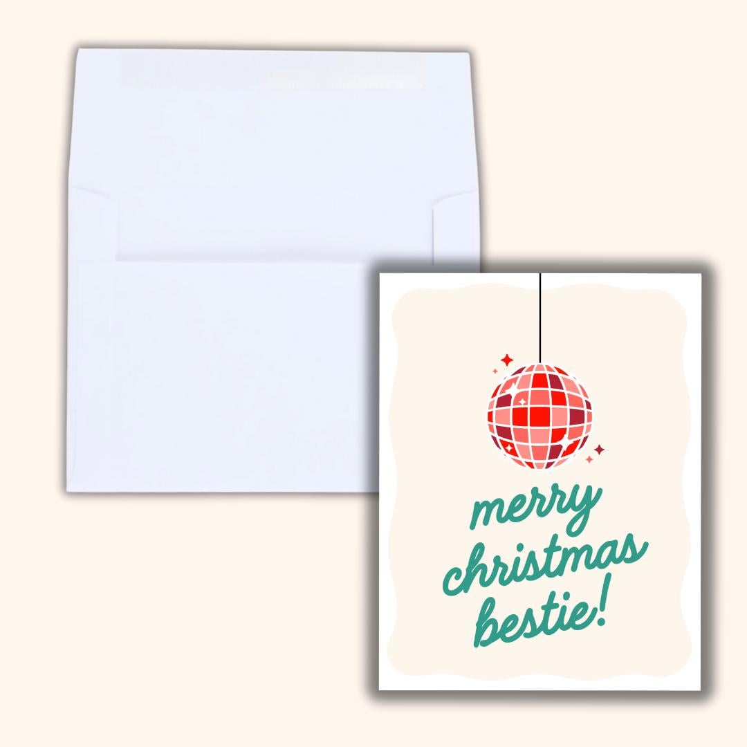 Merry Christmas Bestie, Bestie Christmas Card, Christmas Card For Best Friend, Friendship Card, Girl Bestie, gift box for friend Christmas