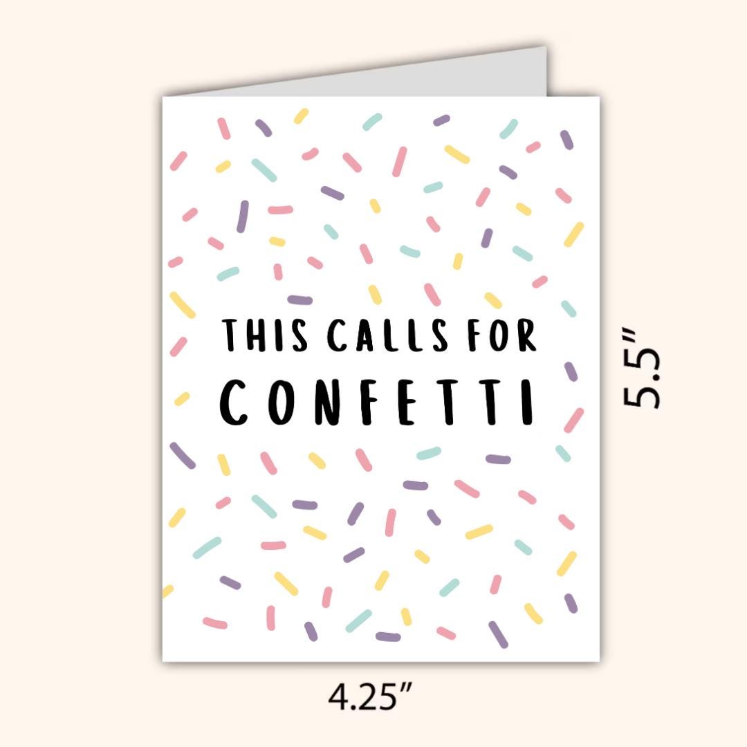 This Calls For Confetti Card Funny Gift For Her Him Funny Congratulations Card, Graduation, Well Done, New Job, Promotion, Goodbye Card