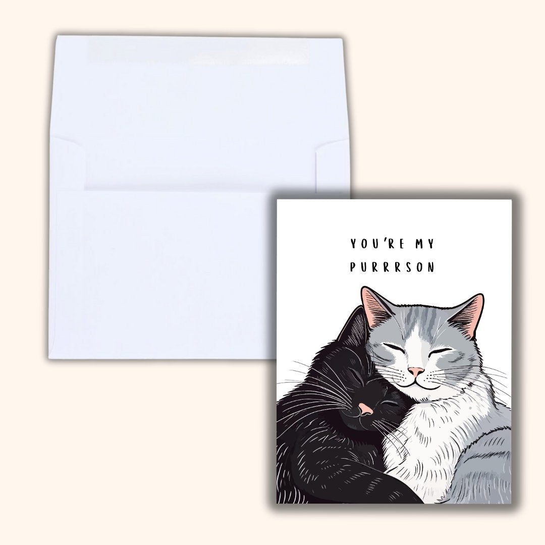 My Purrrson Cats Anniversary Card In Love Home Birthday Card Heartfelt Wedding/Dating Anniversary For Husband Wife Boyfriend Girlfriend Him