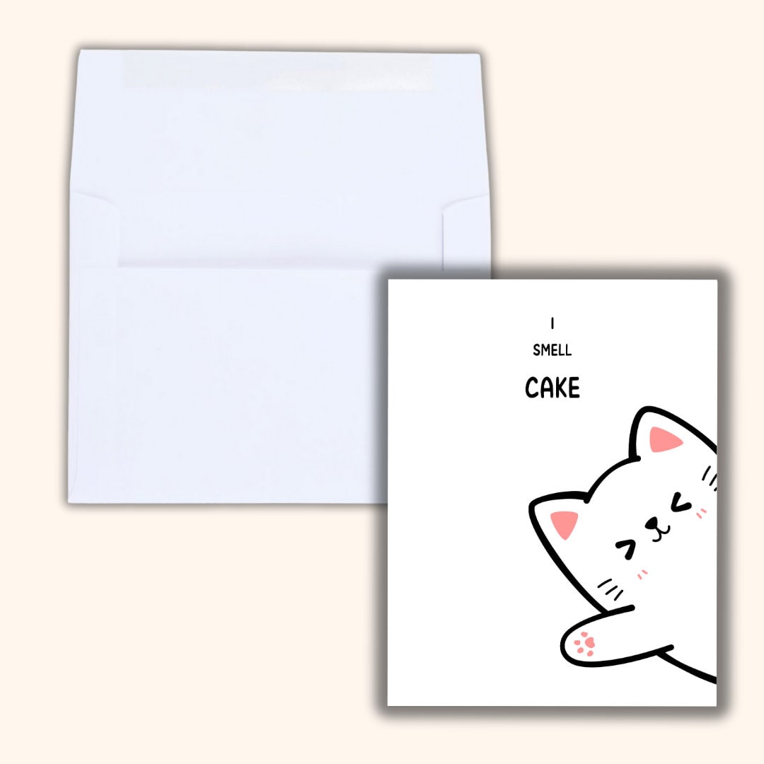 I Want Cake Cat Birthday Card for Best Friend - rude and funny birthday card by Northern Wind Creative