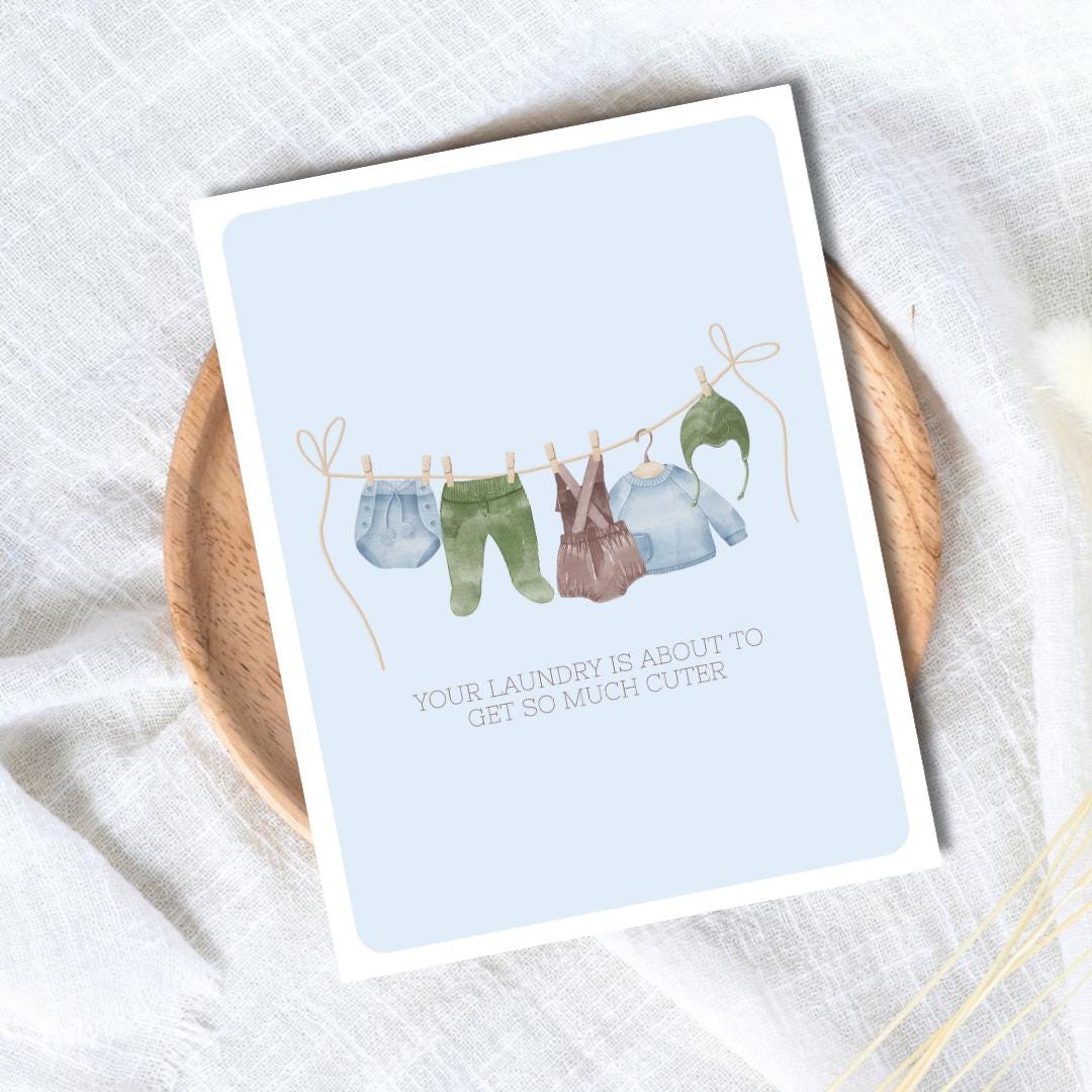 Your Laundry Is About To Get Cuter Baby Shower Card, A New Baby Card, Bestie Pregnant, Congratulations,  Daughter Niece Granddaughter Child