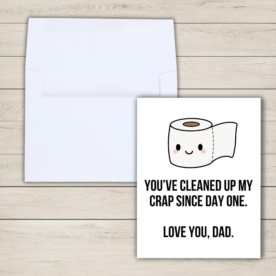 You've Cleaned Up My Crap Father's Day Card | Funny Fathers Day Card For Dad Grandad Husband | Dad Birthday | Cute Daddy Grandpa Grandfather