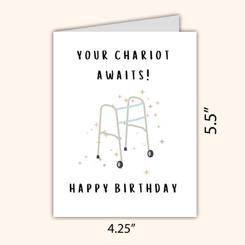 Your Chariot Awaits Birthday Card Funny 60th 70th 80th Dad Birthday Card | Funny Punny Birthday Card Husband Wife Boyfriend Grandfather