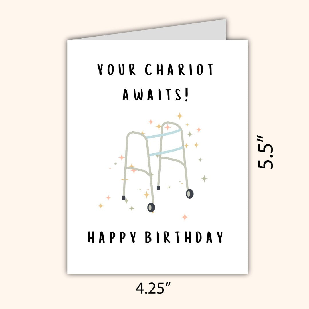 Your Chariot Awaits Birthday Card Funny 60th 70th 80th Dad Birthday Card | Funny Punny Birthday Card Husband Wife Boyfriend Grandfather