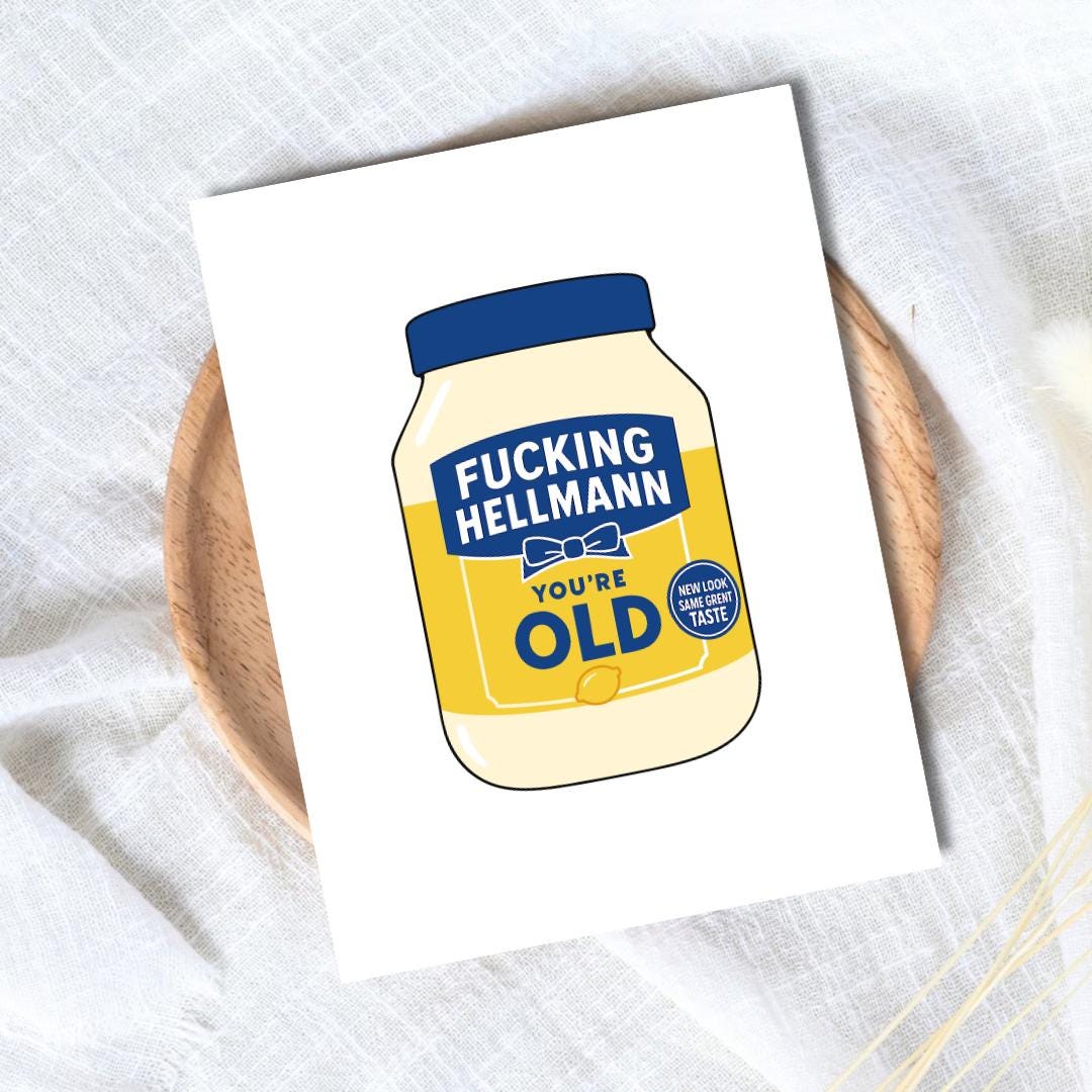 Hellmann You're Old, Fiftieth birthday card, milestone birthday card, 50th birthday gift, gift for men, half a hundred, rude birthday card