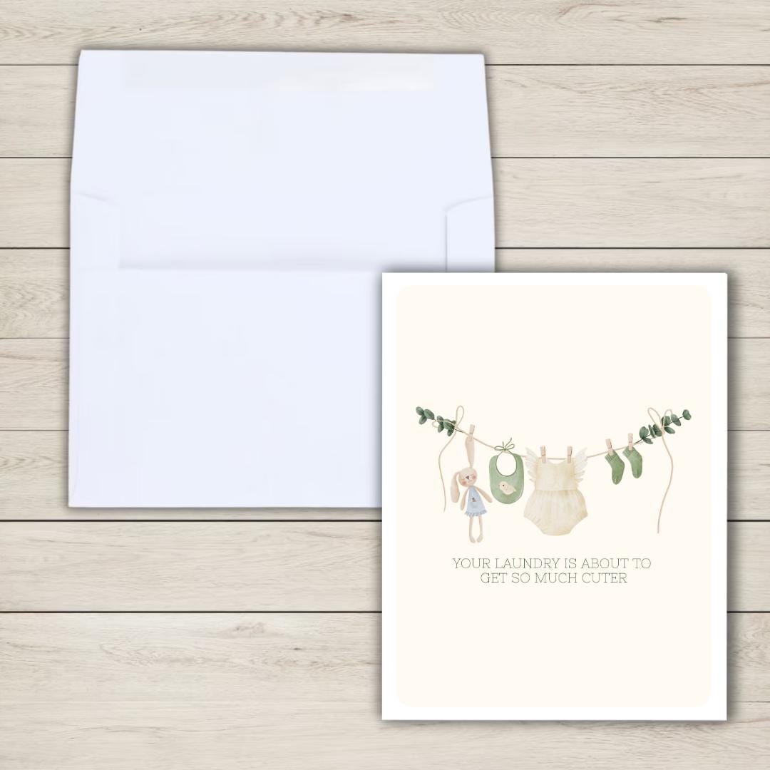 Your Laundry Is About To Get Cuter Baby Shower Card, A New Baby Card, Bestie Pregnant, Congratulations,  Daughter Niece Granddaughter Child