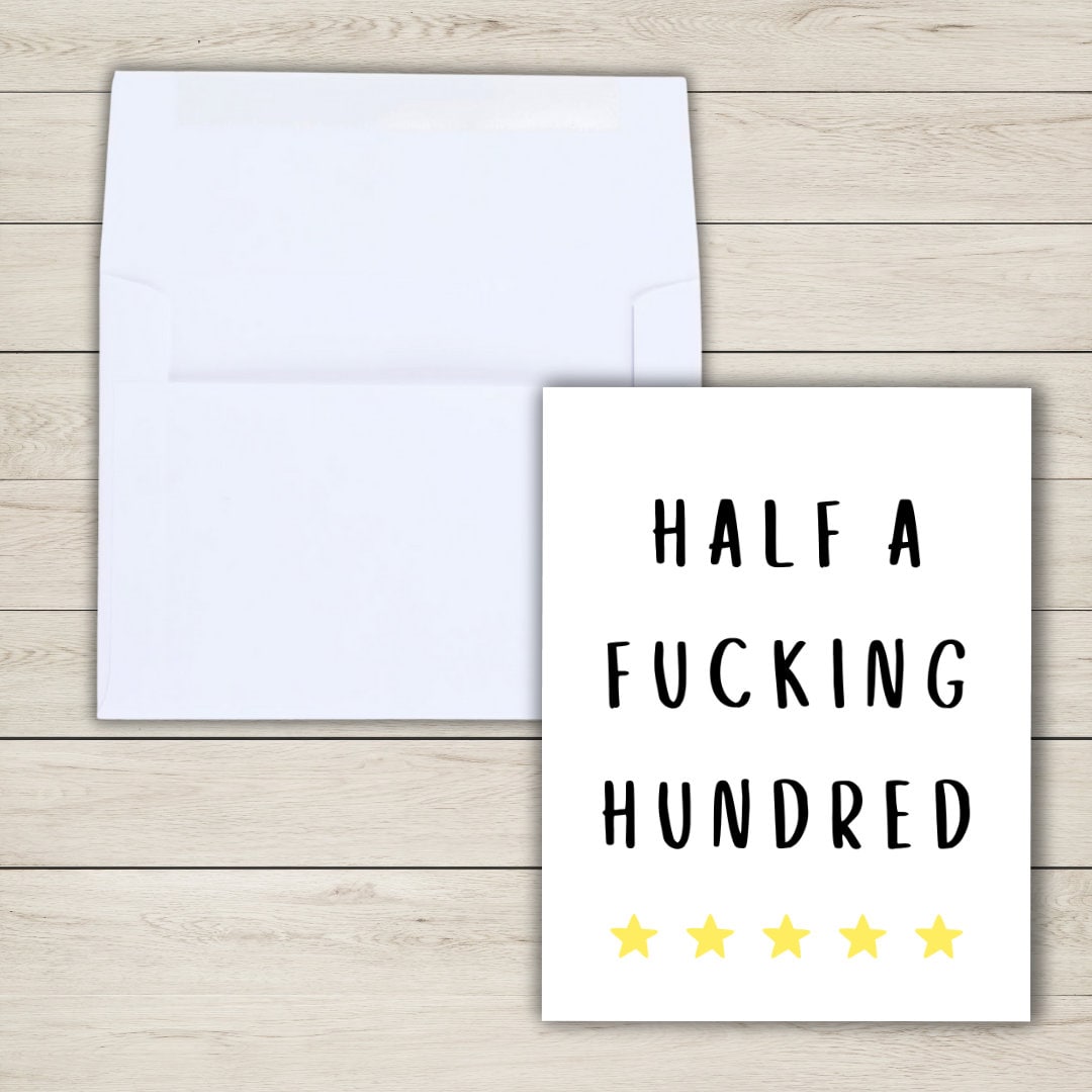 50th birthday card, Fiftieth birthday card, milestone birthday card, 50th birthday gift, gift for men, half a hundred, rude birthday card