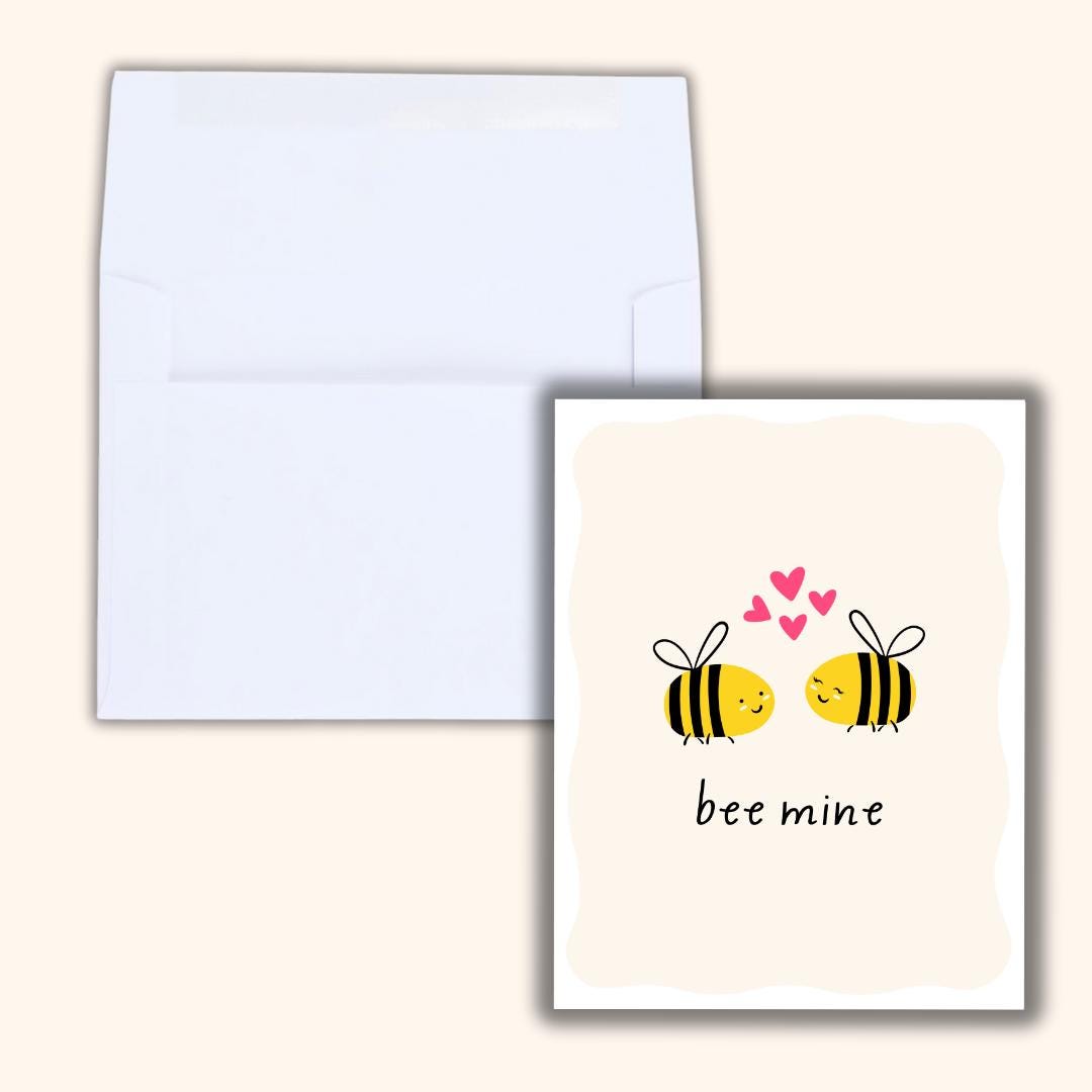 Bee Mine Valentine's Day Card | In Love Card | Valentine's Card for Her Him Wife Husband Boyfriend Fiance | Valentines Gift For Him Her