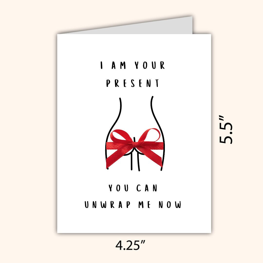 Unwrap Me Funny Sexy Christmas Card, Boyfriend christmas card, Girlfriend, Christmas card for Wife, Husband, personalised Christmas Gift